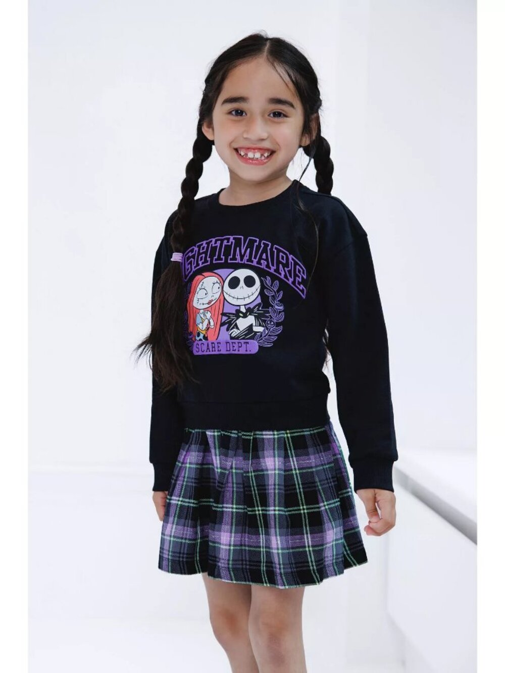 New Disney Nightmare Before Christmas Girls Fleece Plaid Dress Size 10/12